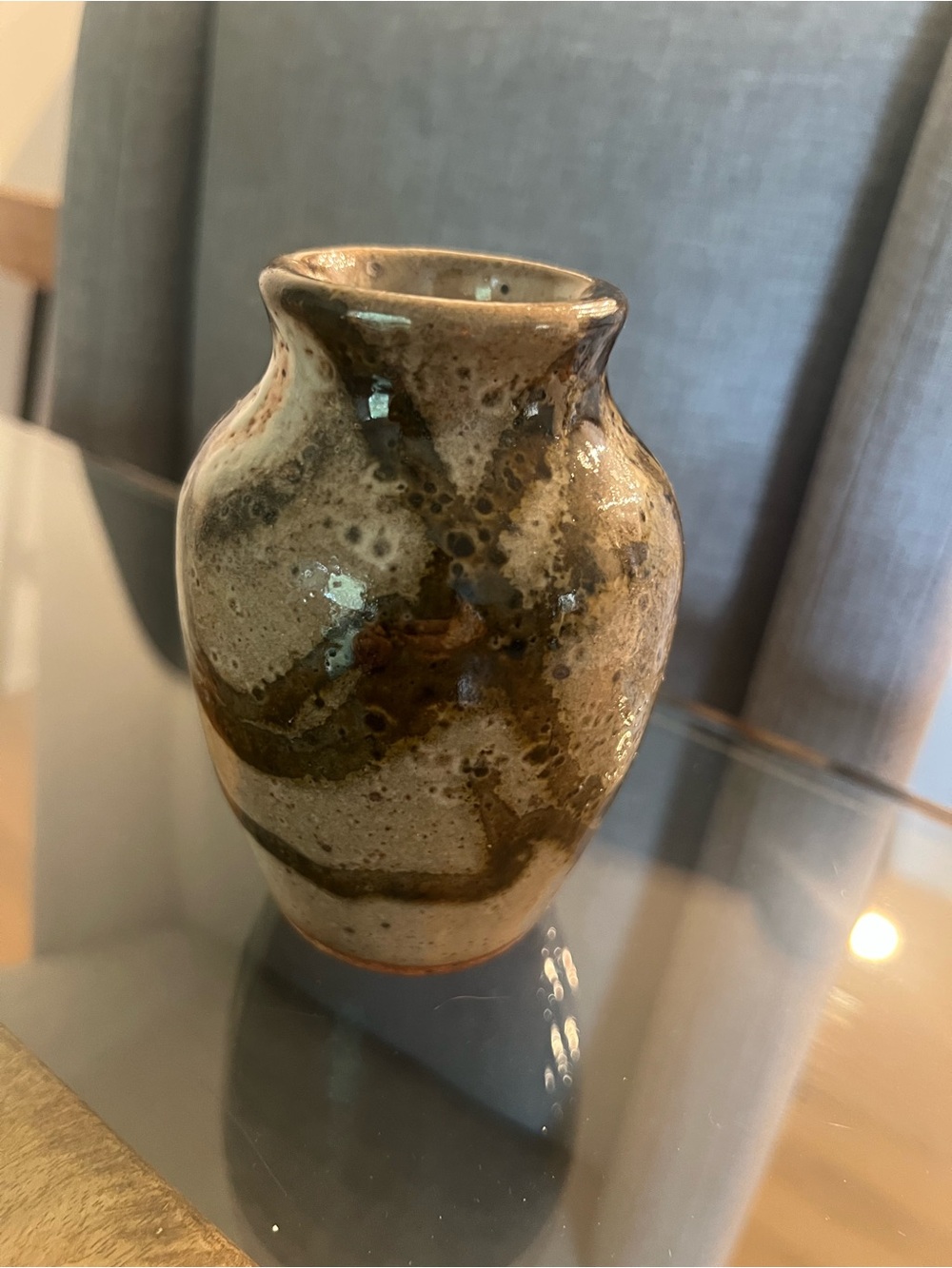Handmade Glazed signed pottery stoneware Vase in Earth Tones